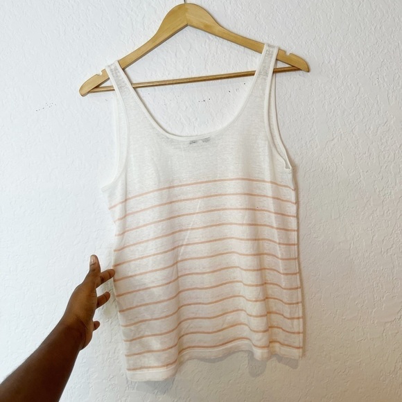Vince Breton Stripe Scoop Neck Linen Tank Top - Picture 4 of 8